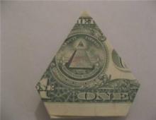 Сложенный треугольником доллар - магнит для денег Как сделать из купюры треугольник